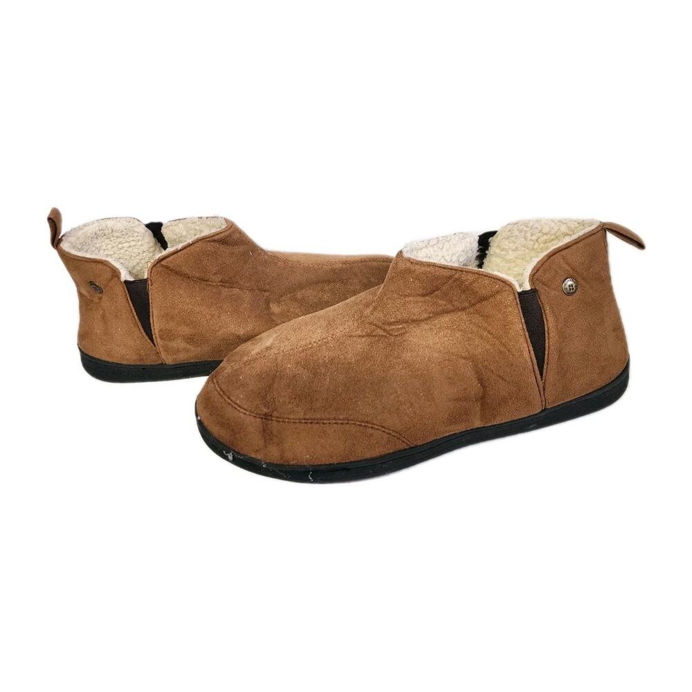 Home Port Men's Size 13 Slip On Moccasin Loafers Fleece Lined Brown Suede